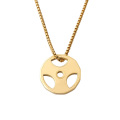 Stainless Steel Hollow Coin Pendant Necklace Clavicle Chain